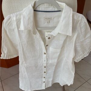 Pilcro White Puff Sleeve Button Down Shirt